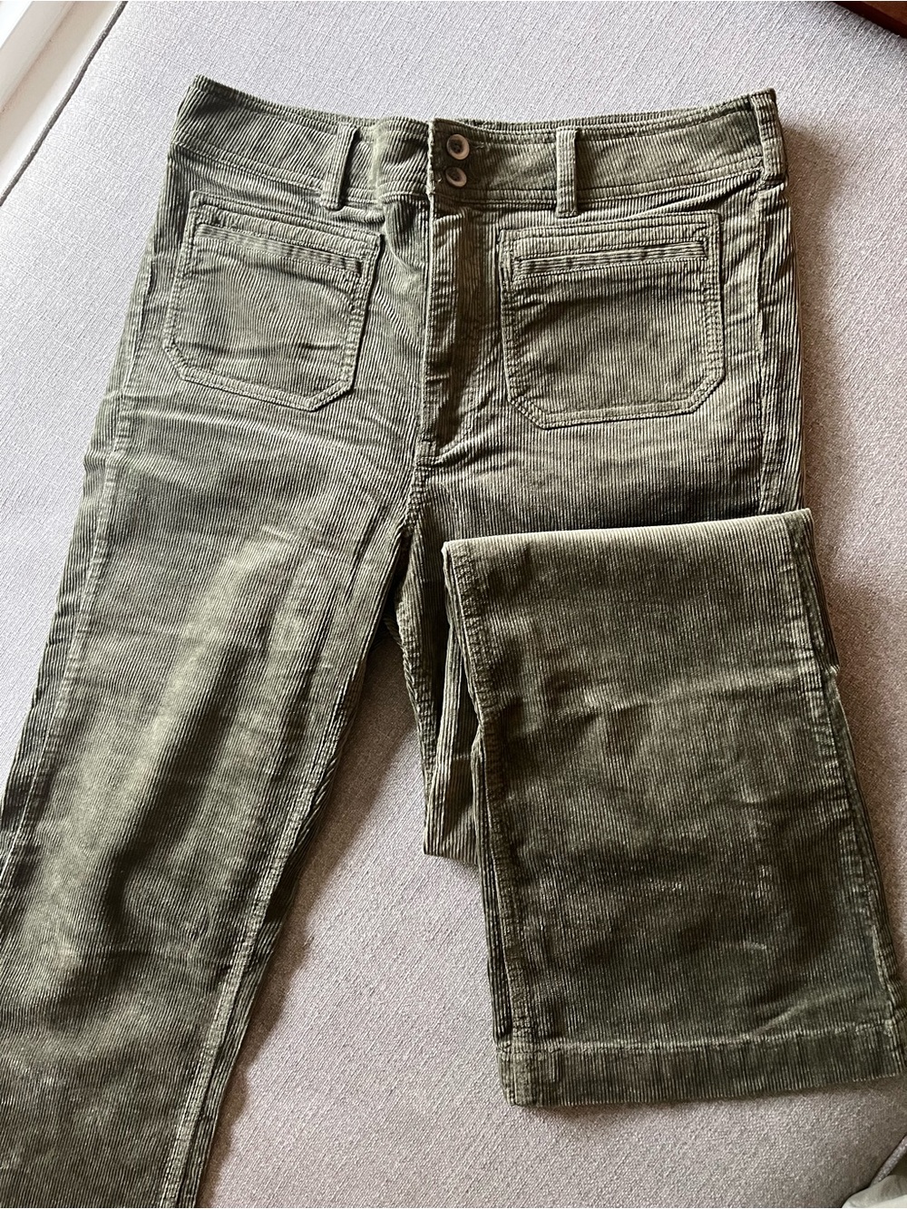 Pilcro Olive Green Corduroy Boot-Cut Pants